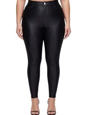 Good American Compression Shine Good Waist Black Skinny Pants Plus Size 28 NWT